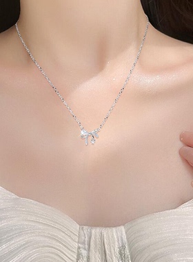 迪士尼S925纯银轻奢蝴蝶结项链