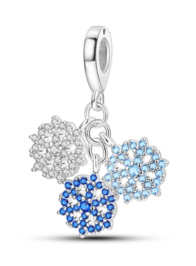 原创设计春冬季款珠子铜镀S925银DIY雪花配饰潘家风格报春鸟串珠