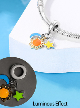 白铜镀银DIY吊坠饰品配件 发光夜光彩色蝴蝶螃蟹章鱼吊饰跨境