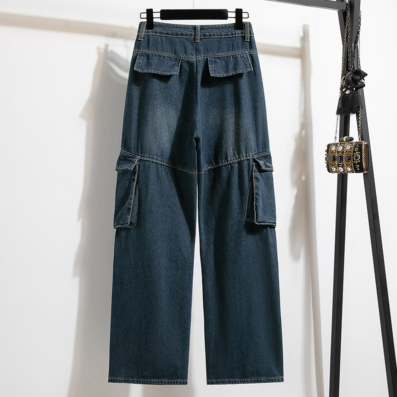 加大码美式多口袋水洗休闲工装裤2026春季新款高腰宽松显瘦直筒裤,淘宝优惠券,粉丝福利购,淘宝优惠卷