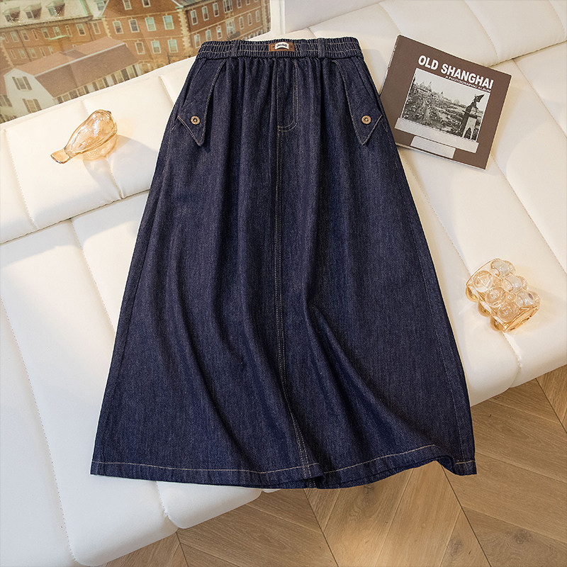 胖MM遮肉显瘦牛仔半身裙女2026春季新款通勤风简约垂感百搭A字裙,淘宝优惠券,粉丝福利购,淘宝优惠卷