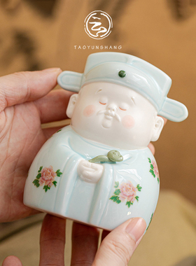 新中式福禄寿三星创意摆件陶瓷可爱卡通家居桌面工艺品开业送礼