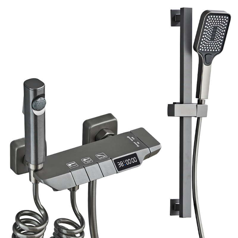 正品全铜枪灰色淋沐浴花洒套装家用极简易分体式卫生间室增压沐器,淘宝优惠券,粉丝福利购,淘宝优惠卷