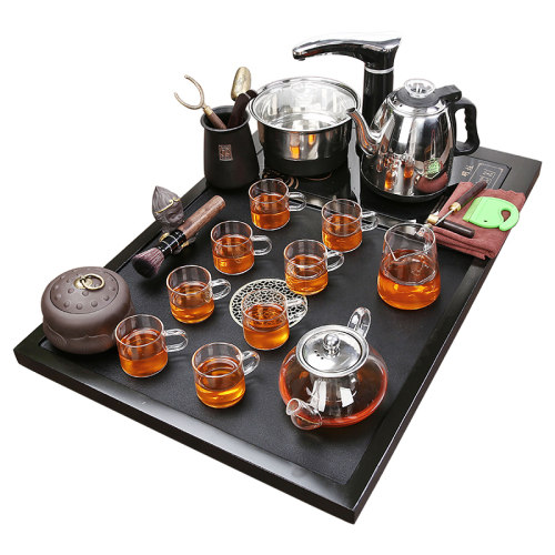 整块天然乌金石茶盘轻奢现代全自动一体茶台茶具套装家用客厅办公 - 图0
