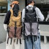 Mampson trendy brand large capacity plaid roll top backpack