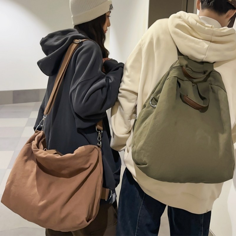 多功能水洗帆布双肩包男士单肩挎包轻便大学生书包通勤两用背包女,淘宝优惠券,粉丝福利购,淘宝优惠卷