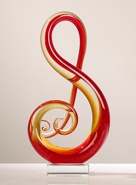 现代轻奢抽象琉璃音符异形摆件