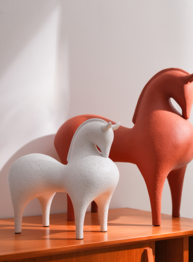 抽象蓝色马树脂摆件现代极简饰品