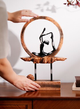 新中式瑜伽莲花树脂家居现代摆件