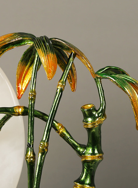 珐琅彩竹报平安天然玉石平安扣