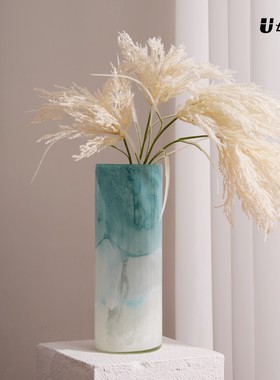 简约蓝色海洋琉璃花瓶样板房花器