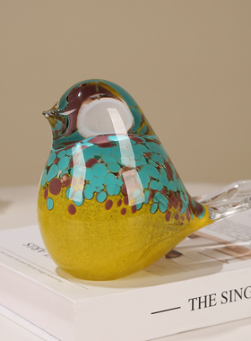 抽象艺术玻璃动物小鸟摆件现代