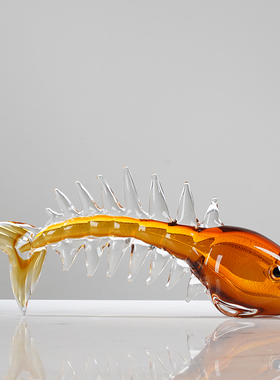 艺术玻璃鱼骨头动物招财装饰品