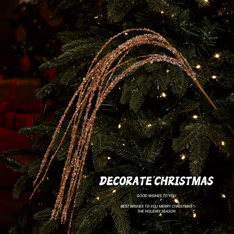 迷饰 90CM闪粉亮片流苏麦穗圣诞插枝插花圣诞树花环藤条装饰布置,淘宝优惠券,粉丝福利购,淘宝优惠卷