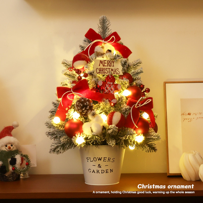 迷饰 白色落雪圣诞树家用迷你桌面圣诞节装饰DIY小型摆件2025新款 - 图3