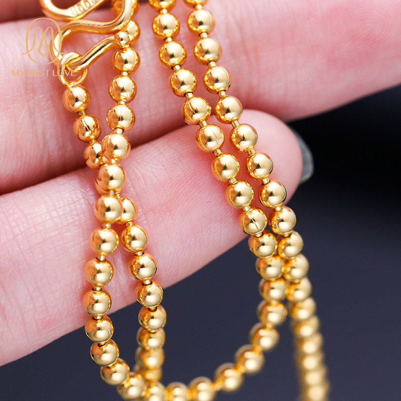 圆珠金包银个性金珠不褪色黄金项链 mybestlove项链