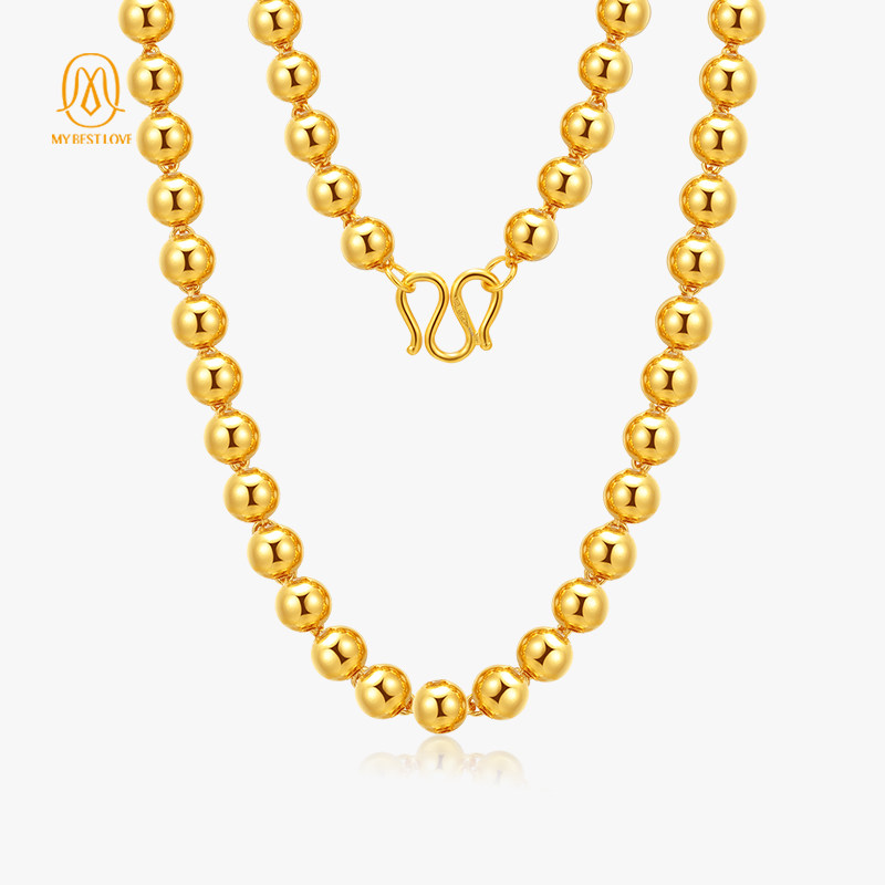 男士圆珠纯金光珠霸气粗大金链项链 mybestlove项链