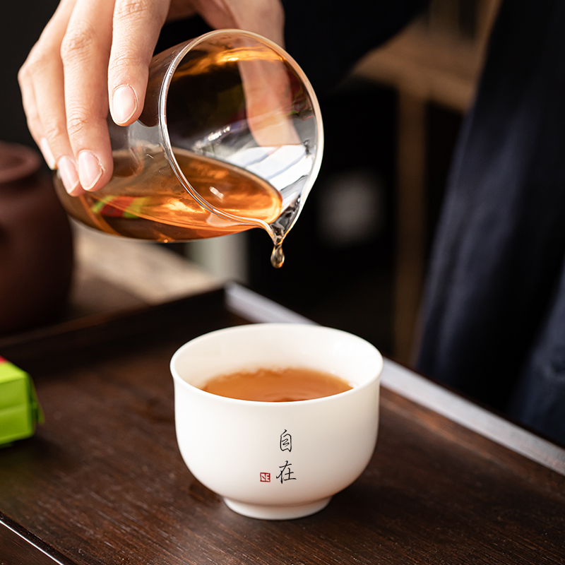 私人定制德化白瓷主人杯品茗杯小茶杯陶瓷刻字单杯功夫茶茶具盖碗 - 图1