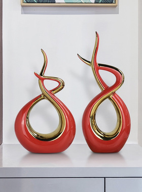 创意摆件家居抽象装饰品陶瓷白瓷客厅电视柜酒柜工艺品