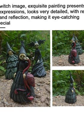 新款 噩梦女巫树脂工艺品万圣节女巫花园摆件居家花园装饰品