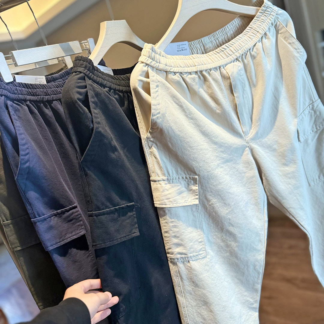 门店同款日系复古大口袋工装裤男女同款水洗棉休闲九分裤宽松长裤,淘宝优惠券,粉丝福利购,淘宝优惠卷