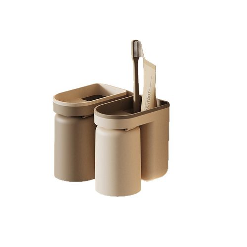 免打孔牙刷架壁挂式双人牙刷收纳架卫生间洗漱台置物架 - 图3