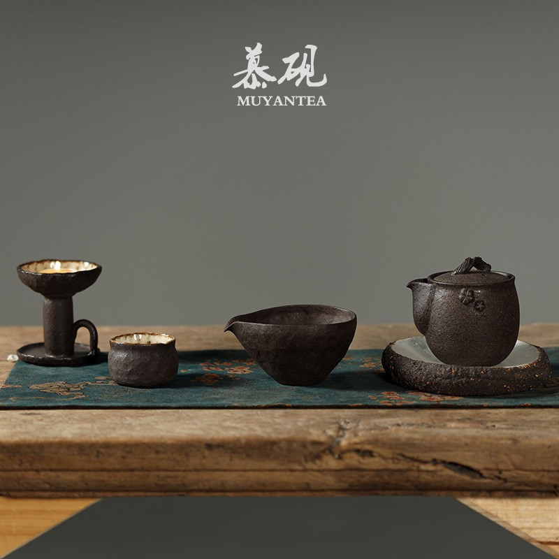 慕砚日式手捏茶杯侘寂风粗陶茶具品茗杯创意复古志野烧茶盏普洱杯-图3