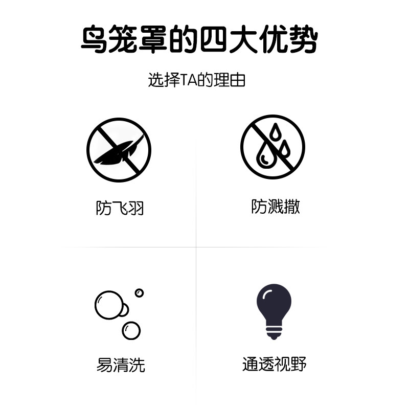 大号方笼防溅纱网防尘布笼防羽粉防撒笼罩鹦鹉笼衣鸟笼罩子易清洁 - 图0