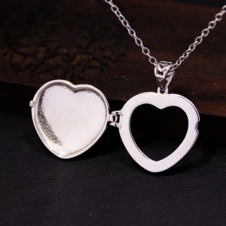 s925空托嘎乌盒男女款心形纯银吊坠 祈禧珠宝项坠/吊坠