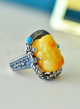 祈禧男女款S925纯银复古戒指空托