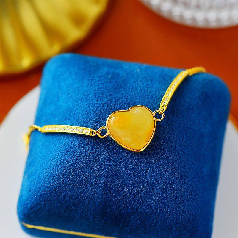 s925纯银空托时尚女款爱心形托手链 祈禧珠宝手链