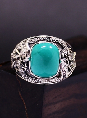 diy立体双龙戏珠琥珀戒指空托