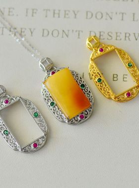 祈禧女款S925纯银镶嵌托吊坠空托