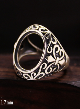 diy霸气风蜜蜡琥珀镶嵌戒指空托