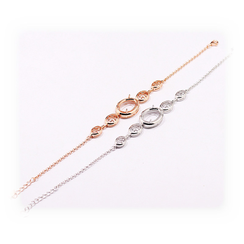 s925纯银空托时尚女款四爪镶嵌手链 祈禧珠宝手链