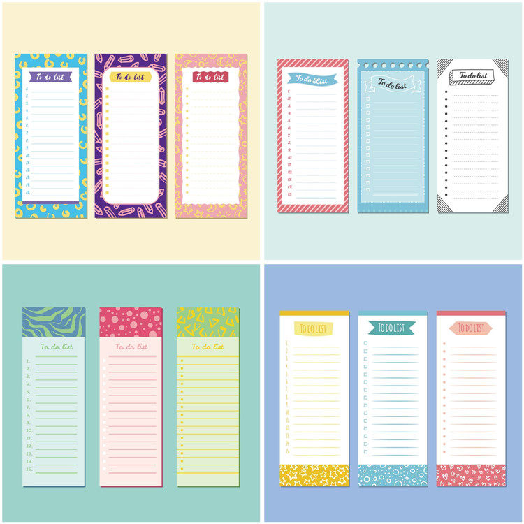 A0677待办清单事项纸条卡通可爱创意便签列表EPS设计素材AI矢量图_虎窝淘