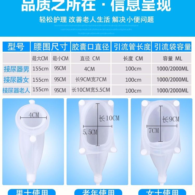 硅胶接尿器男用老年卧床女用老人瘫痪成人尿袋小便器导尿管 - 图2