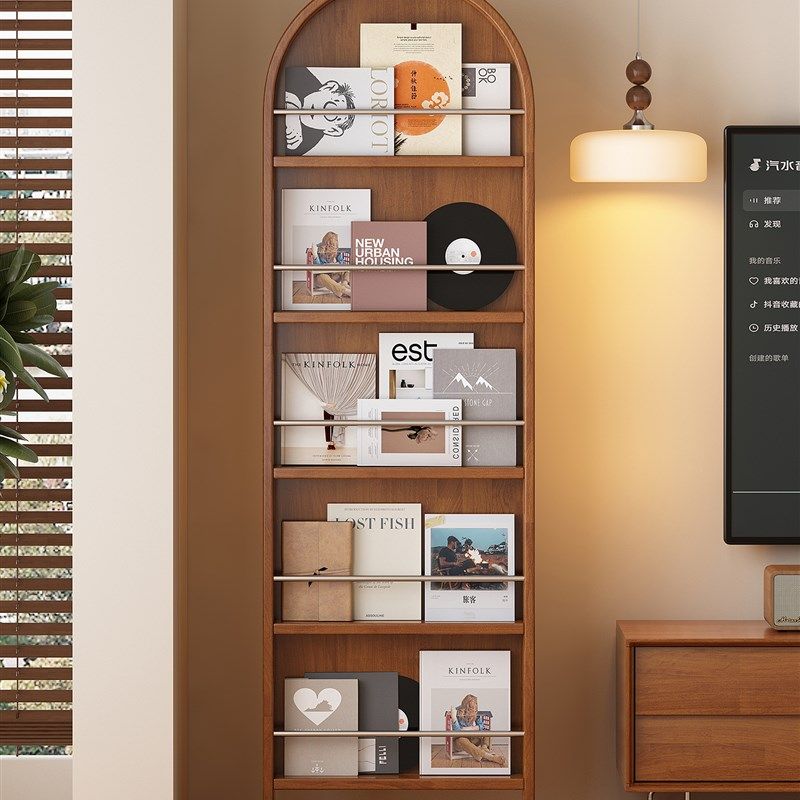 穿衣镜全身落地镜可移动实木中古风客厅杂志书架置物一体卧室镜子,淘宝优惠券,粉丝福利购,淘宝优惠卷