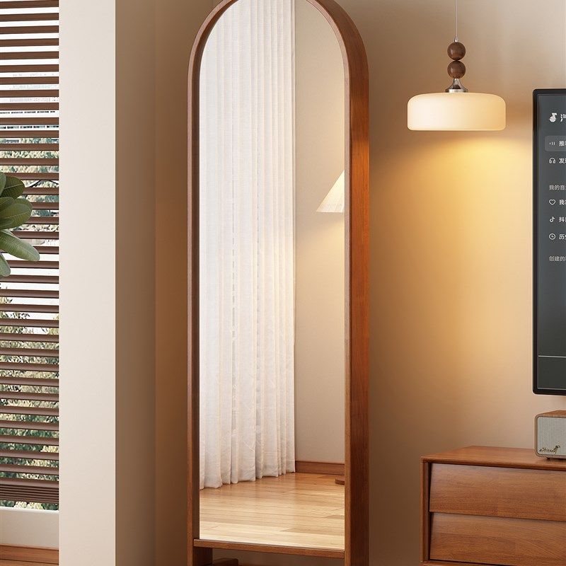 穿衣镜全身落地镜可移动实木中古风客厅杂志书架置物一体卧室镜子,淘宝优惠券,粉丝福利购,淘宝优惠卷