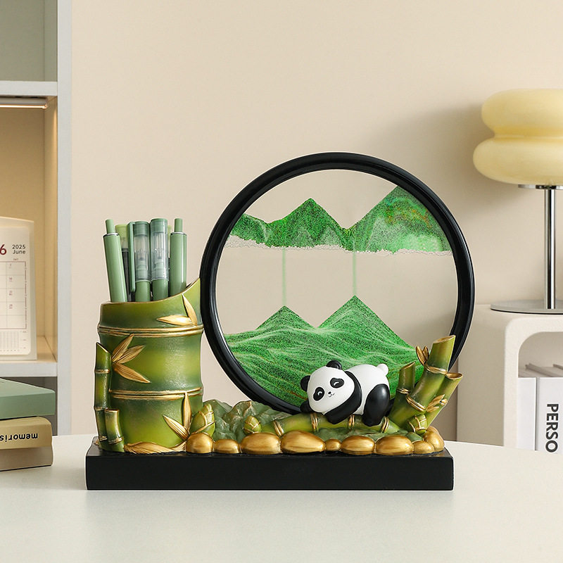 创意熊猫胸有成竹笔筒办公室桌面励志装饰摆件儿童男女孩生日礼物,淘宝优惠券,粉丝福利购,淘宝优惠卷