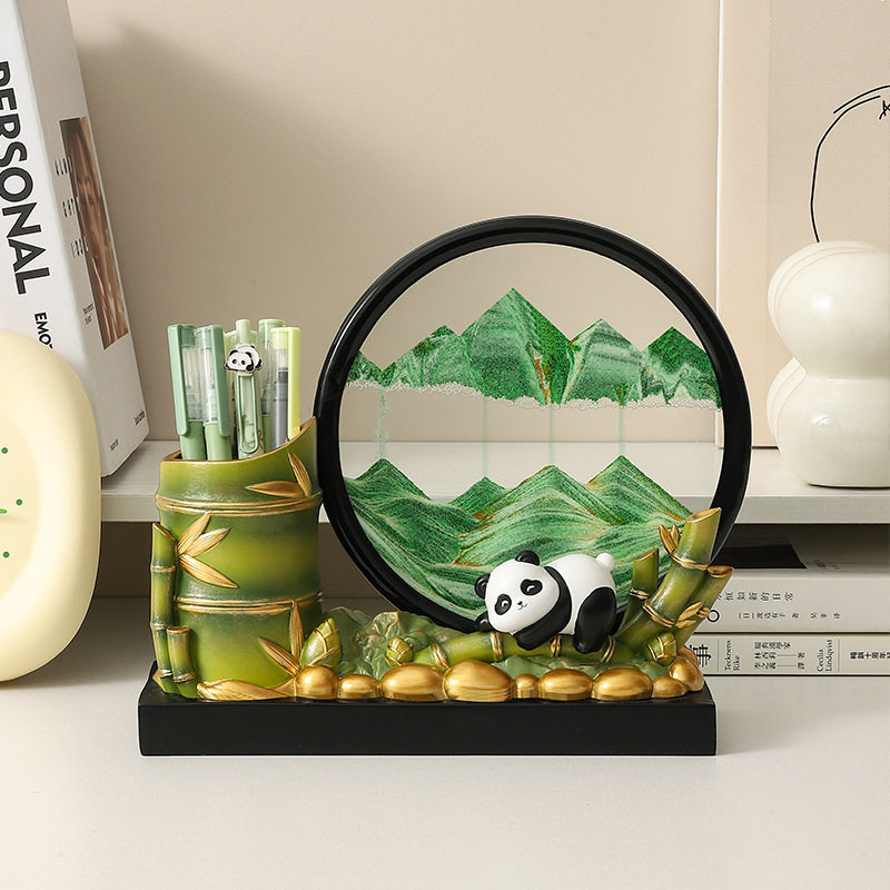 创意熊猫胸有成竹笔筒办公室桌面励志装饰摆件儿童男女孩生日礼物,淘宝优惠券,粉丝福利购,淘宝优惠卷