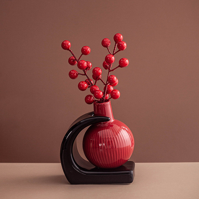 创意花瓶福字摆件客厅桌面电视柜前台红色喜庆入户玄关乔迁装饰品,淘宝优惠券,粉丝福利购,淘宝优惠卷