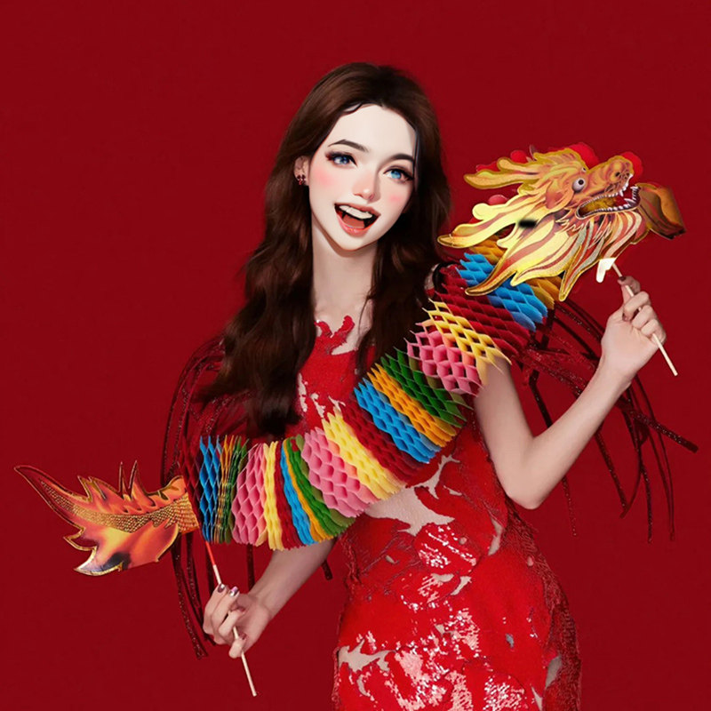 新年舞龙装饰品2026蜂窝纸马年儿童拍照道具过年春节商场灯笼布置,淘宝优惠券,粉丝福利购,淘宝优惠卷