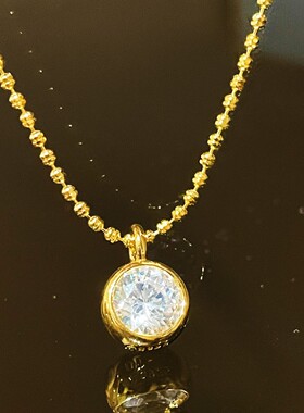 s925电镀18K金闪钻单泡泡小米珠项链吊坠女高级感轻奢小众简约珠