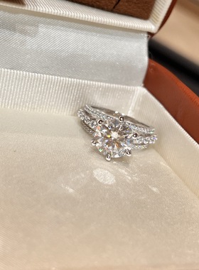 S925银5克拉莫桑钻戒指11.0mm跨境轻奢欧美女士婚戒新款厂家直销