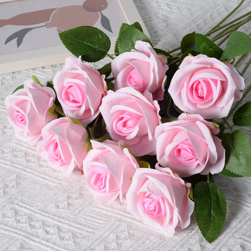 仿真小绒布玫瑰花仿真玫瑰家居婚庆装饰情人节仿真花假花ROSE