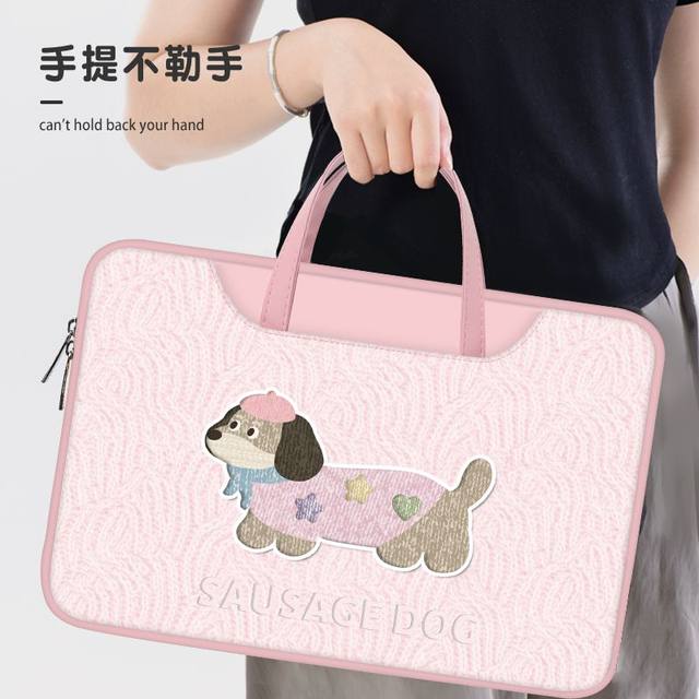 Cute Dachshund Dog Laptop Bag 16-inch Portable Leather Apple 15.6-inch Huawei matebook 14 Lenovo Dell 14-inch 12-inch Women's 2024 New Tablet Storage Bag