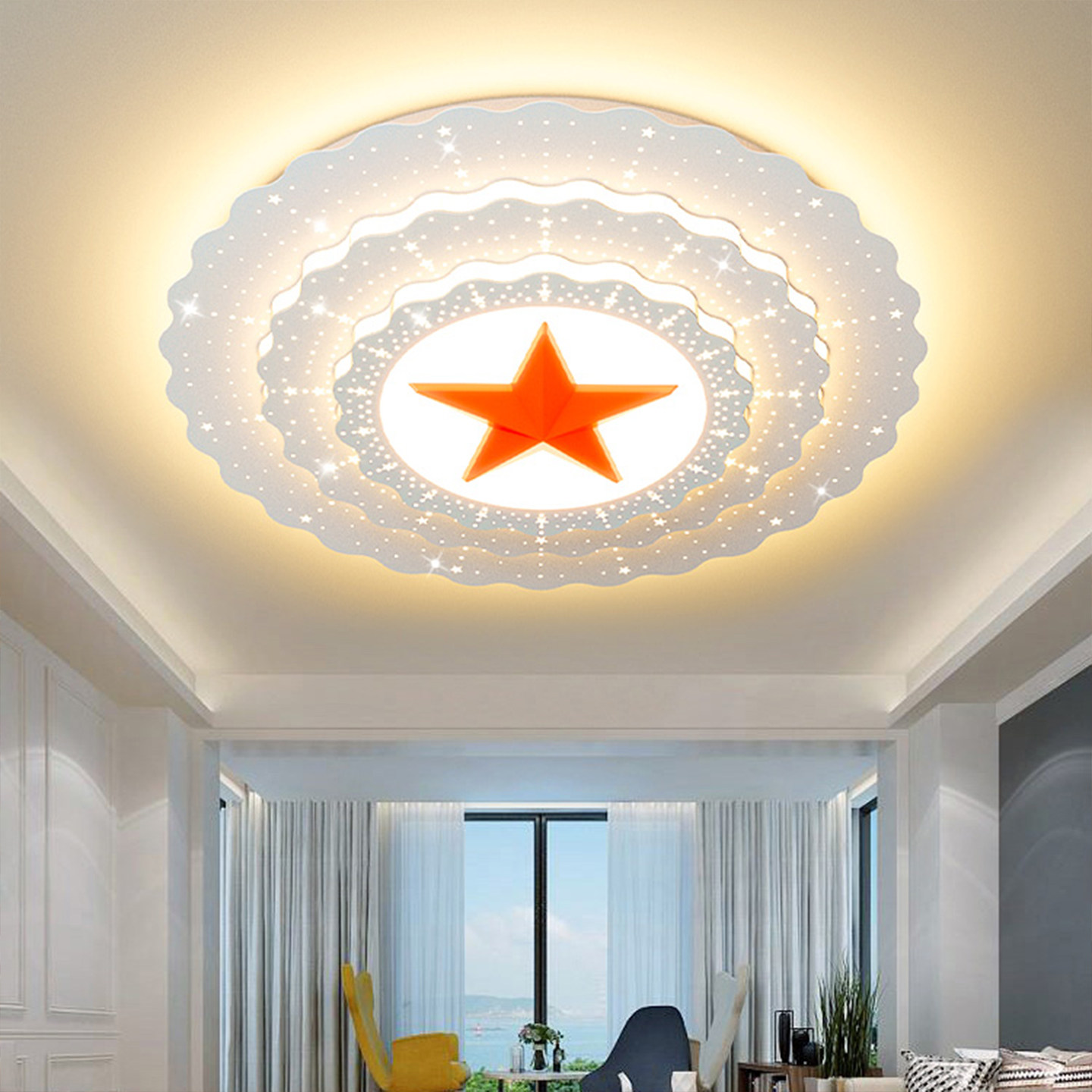 定制五角星吸顶灯大会堂党灯办公会议室人民圆形五星大尺寸主灯具,淘宝优惠券,粉丝福利购,淘宝优惠卷