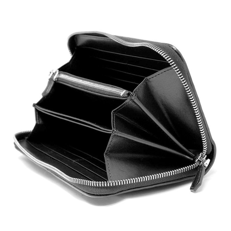 prada女士黑色牛皮拉链长款钱包 丰尚海外钱包