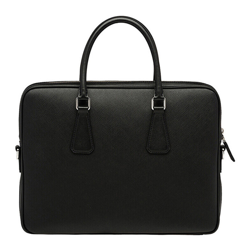 prada男士牛皮黑色单肩简约斜挎包 丰尚海外男士包袋